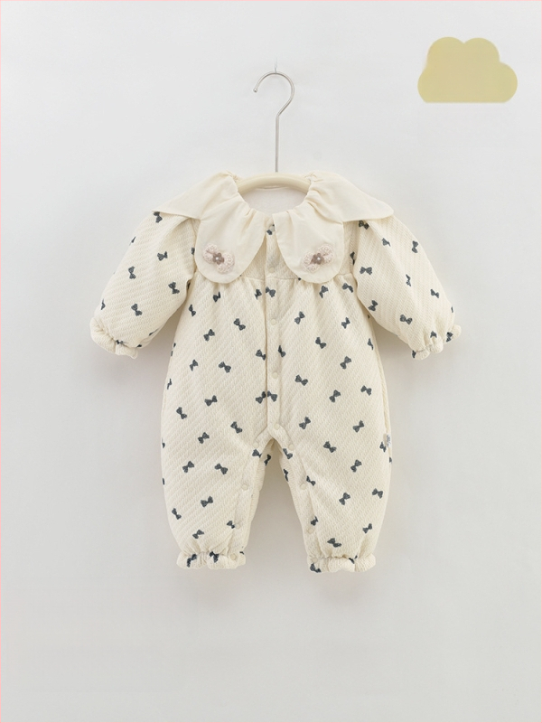 Kūdikų bodis/šliaužiamas kombinezonas iš medvilnės, stora, ilgos rankovės, užsegimas vienos eilės sagomis