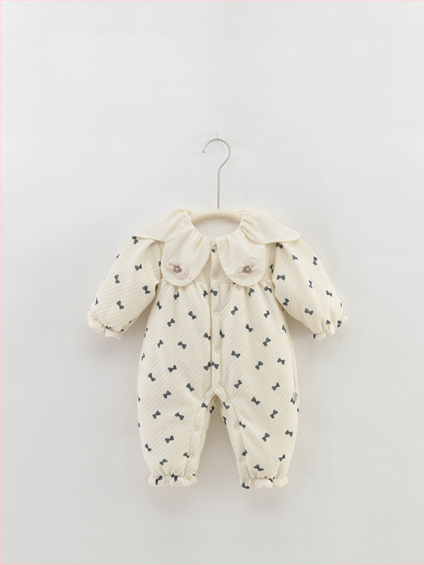 Kūdikų bodis/šliaužiamas kombinezonas iš medvilnės, stora, ilgos rankovės, užsegimas vienos eilės sagomis