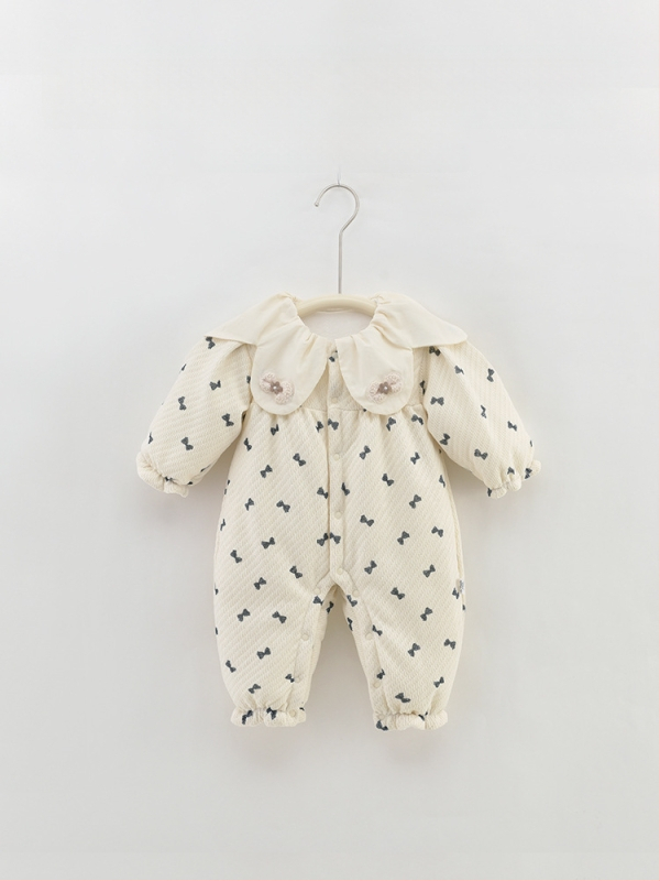 Kūdikų bodis/šliaužiamas kombinezonas iš medvilnės, stora, ilgos rankovės, užsegimas vienos eilės sagomis