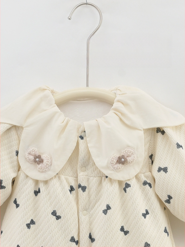 Kūdikų bodis/šliaužiamas kombinezonas iš medvilnės, stora, ilgos rankovės, užsegimas vienos eilės sagomis