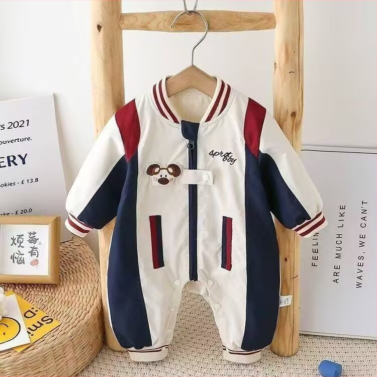 Kūdikių berniukų kombinezonas šliaužimui, ilgomis rankovėmis, užtrauktukas, korėjietiškas stilius