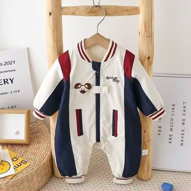 Kūdikių berniukų kombinezonas šliaužimui, ilgomis rankovėmis, užtrauktukas, korėjietiškas stilius