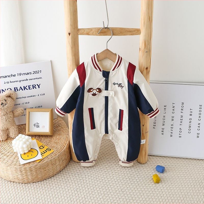 Kūdikių berniukų kombinezonas šliaužimui, ilgomis rankovėmis, užtrauktukas, korėjietiškas stilius