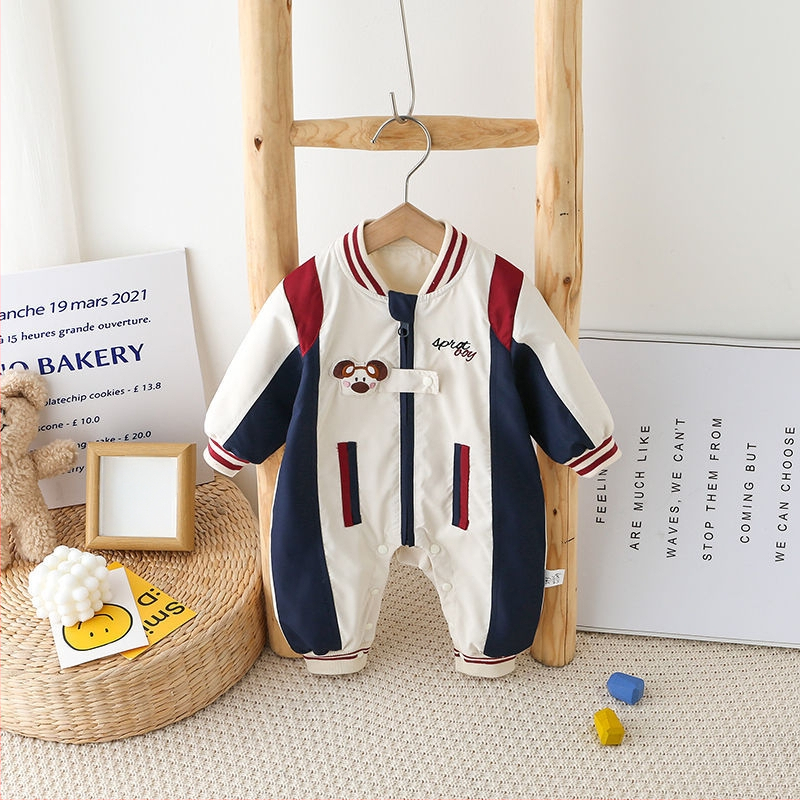 Kūdikių berniukų kombinezonas šliaužimui, ilgomis rankovėmis, užtrauktukas, korėjietiškas stilius