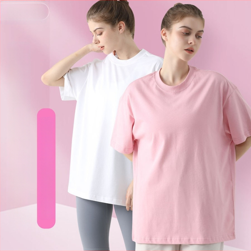 Joga marškinėliai, laisvas kirpimas, vidutinio ilgio, trumpomis rankovėmis, kvėpuojantis, 100% medvilnė