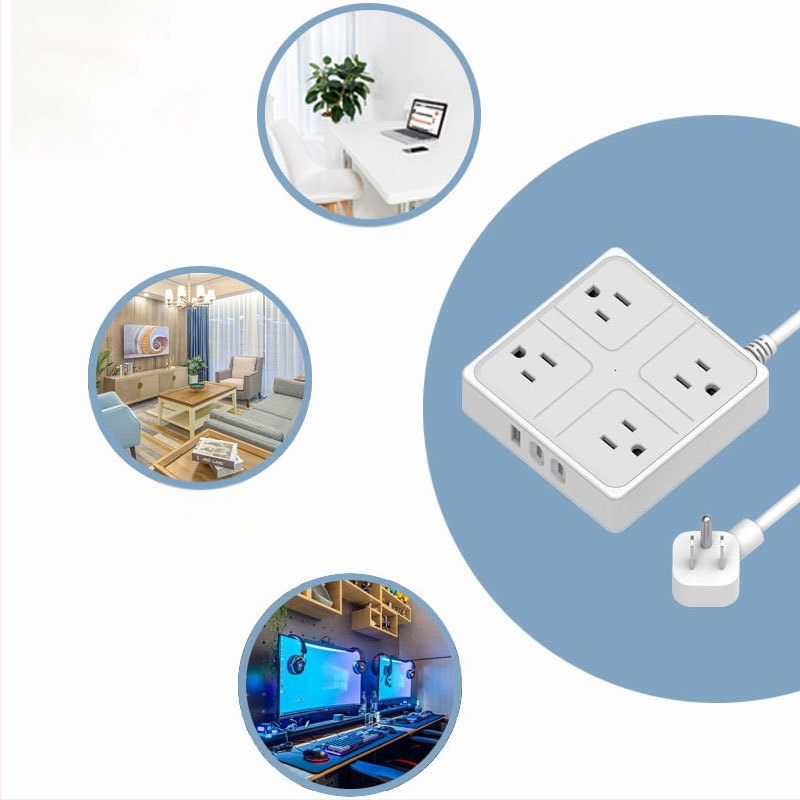 ASV standarta gudrā barošanas lenta ar USB-C pieslēgvietu, 10A, 100-250VAC, ugunsizturīgs PC korpuss, vara vadītāji