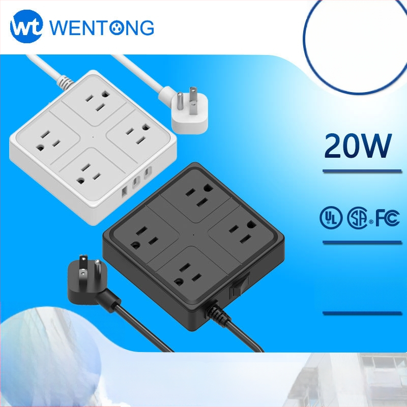 ASV standarta gudrā barošanas lenta ar USB-C pieslēgvietu, 10A, 100-250VAC, ugunsizturīgs PC korpuss, vara vadītāji