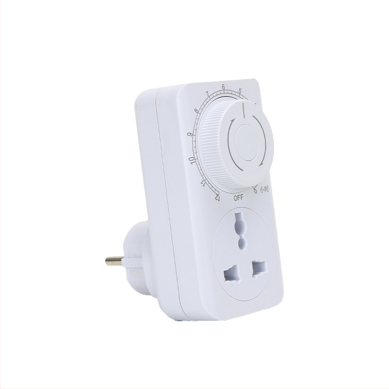 12 valandų laikmačio lizdas su įžeminimu, universalus lizdas, įkrovimo apsauga ir jungiklis