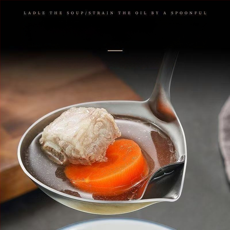 Nerūdijančio plieno aliejaus atskyrimo šaukštas su integruotu filtru – virtuvės šaukštas, modernus minimalistinis stilius