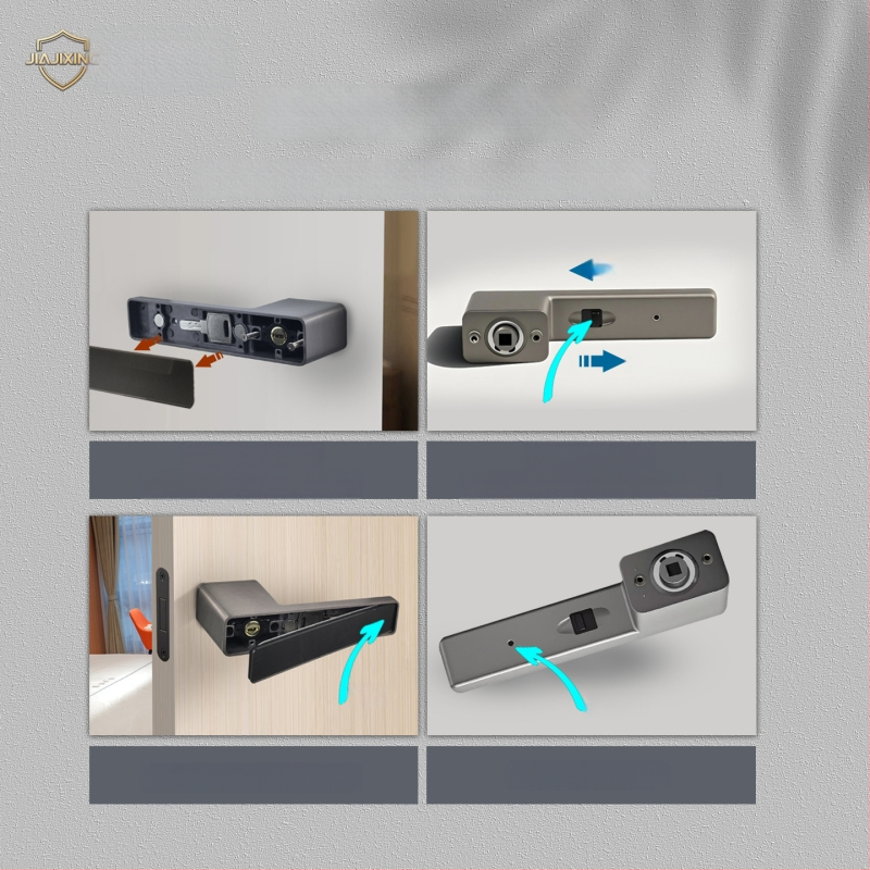 Miegamojo durų rankenos spyna, Jiajixing H03, aliuminis, šiuolaikinis minimalistinis stilius, vidaus medinėms durims
