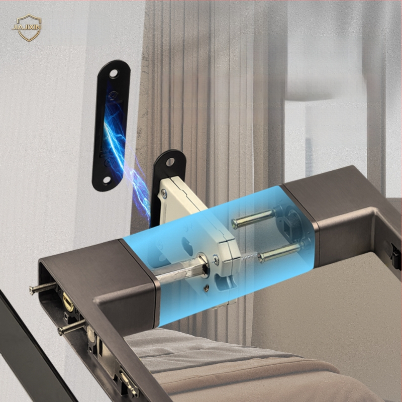 Miegamojo durų rankenos spyna, Jiajixing H03, aliuminis, šiuolaikinis minimalistinis stilius, vidaus medinėms durims