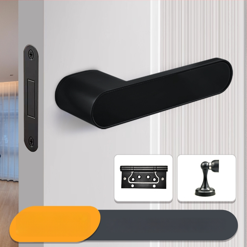 Miegamojo durų rankenos spyna, Jiajixing H03, aliuminis, šiuolaikinis minimalistinis stilius, vidaus medinėms durims