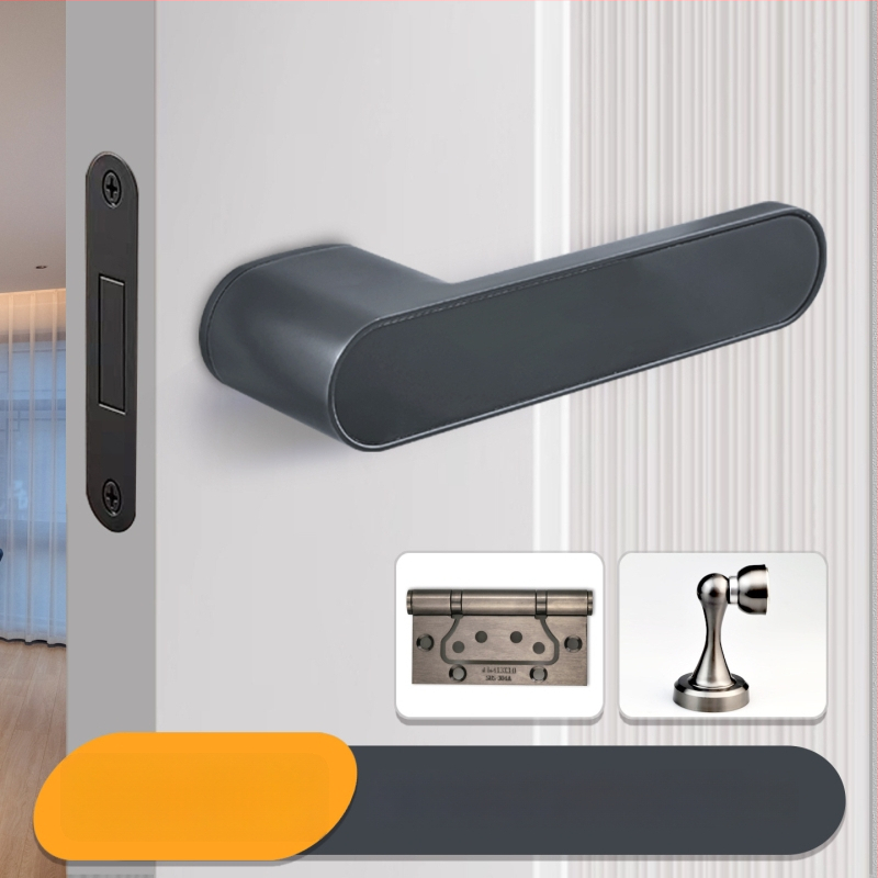 Miegamojo durų rankenos spyna, Jiajixing H03, aliuminis, šiuolaikinis minimalistinis stilius, vidaus medinėms durims