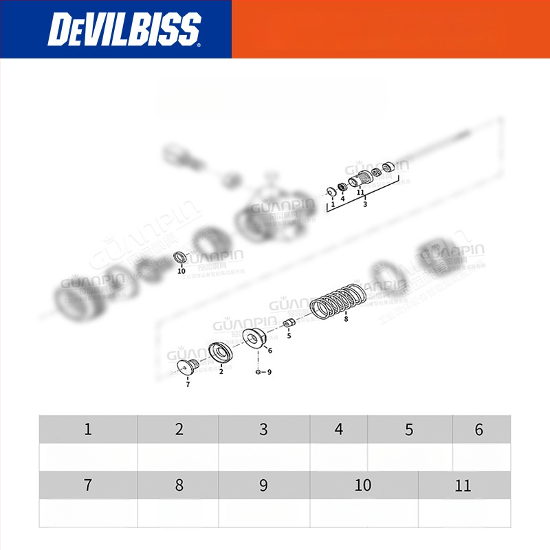 Devilbiss/Davids blīves un atsperes T-AGB smidzināšanas pistolei uzturēšanai