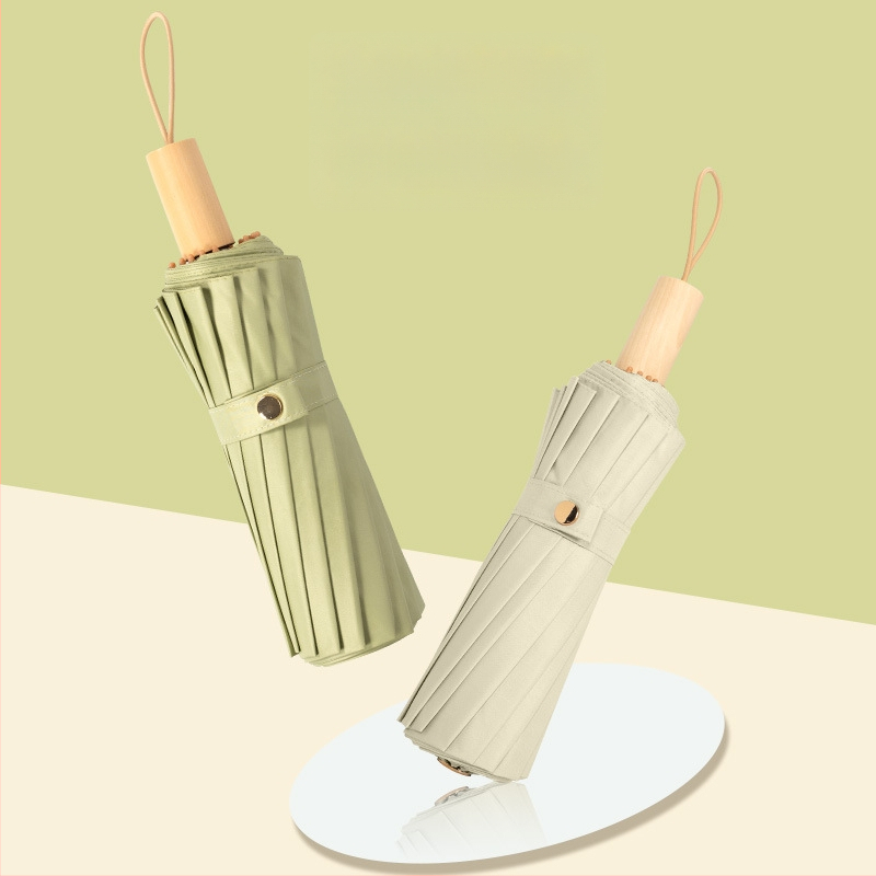 16‑ribų sulankstomas skėtis, UPF 50+, poliesterio 190T audinys, medinė rankena, rankinis atidarymas ir uždarymas