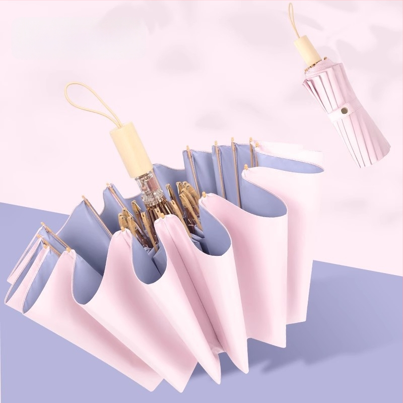 16‑ribų sulankstomas skėtis, UPF 50+, poliesterio 190T audinys, medinė rankena, rankinis atidarymas ir uždarymas