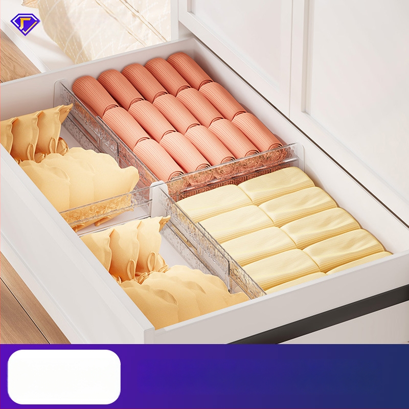 Sahtli eraldaja aluspesu ja sokkide jaoks – 1 kiht, paindlikud horisontaalsed/vertikaalsed jaotuspaneelid, PET materjal, loov stiil