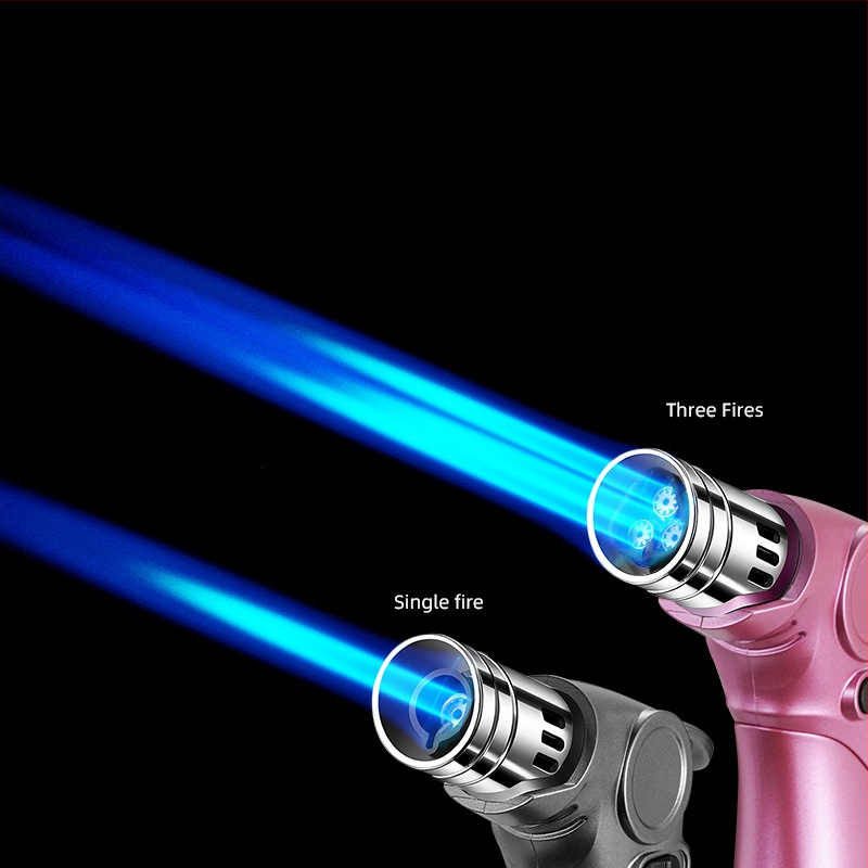 Trīs liesmas vēja izturīgs aizdedzinātājs cigārām un āra grilēšanai, butāna degviela, metāla korpuss