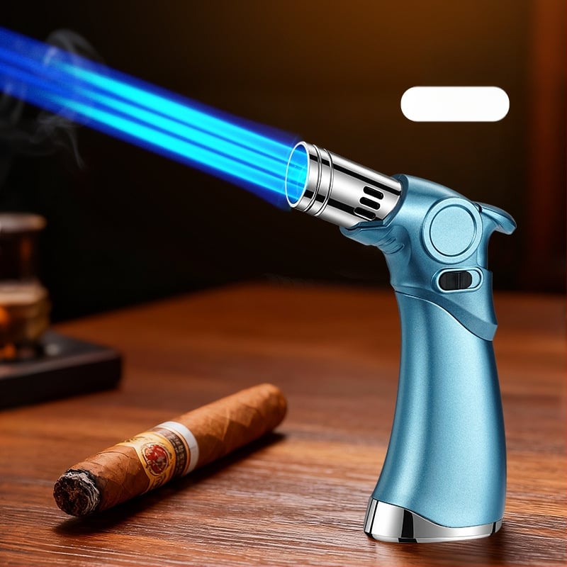 Trīs liesmas vēja izturīgs aizdedzinātājs cigārām un āra grilēšanai, butāna degviela, metāla korpuss