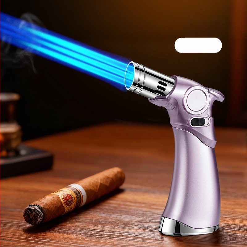 Trīs liesmas vēja izturīgs aizdedzinātājs cigārām un āra grilēšanai, butāna degviela, metāla korpuss