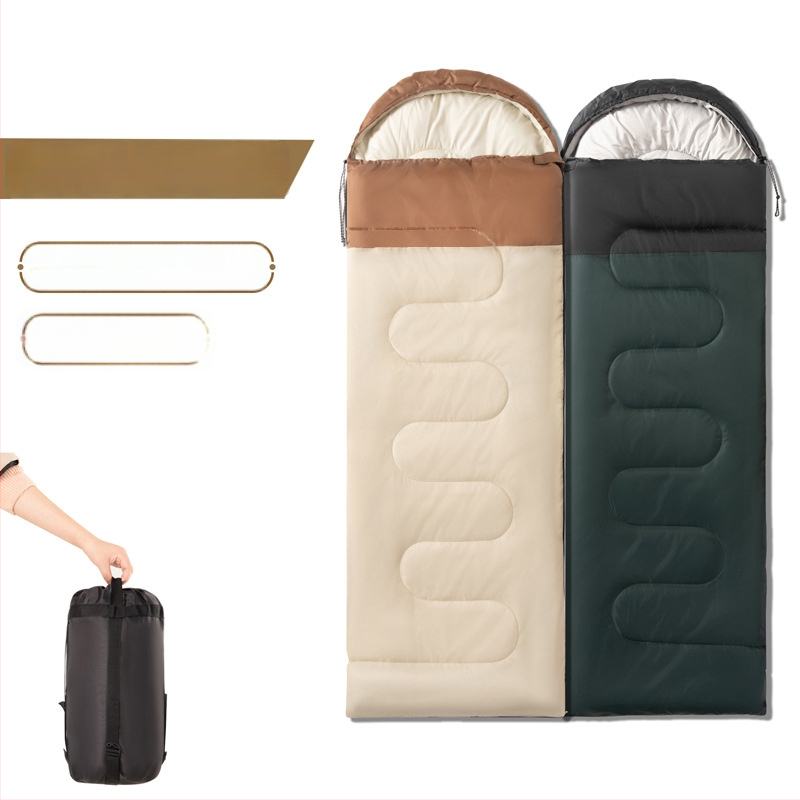 Suaugusiųjų miegmaišis su gobtuvu — nešiojamas, sujungiamas į dėžutės stiliaus dizainą, tuščias medvilnės užpildas, poliesterio audinys, šlifuoto audinio pamušalas, svoris 1000/1500/2000 g