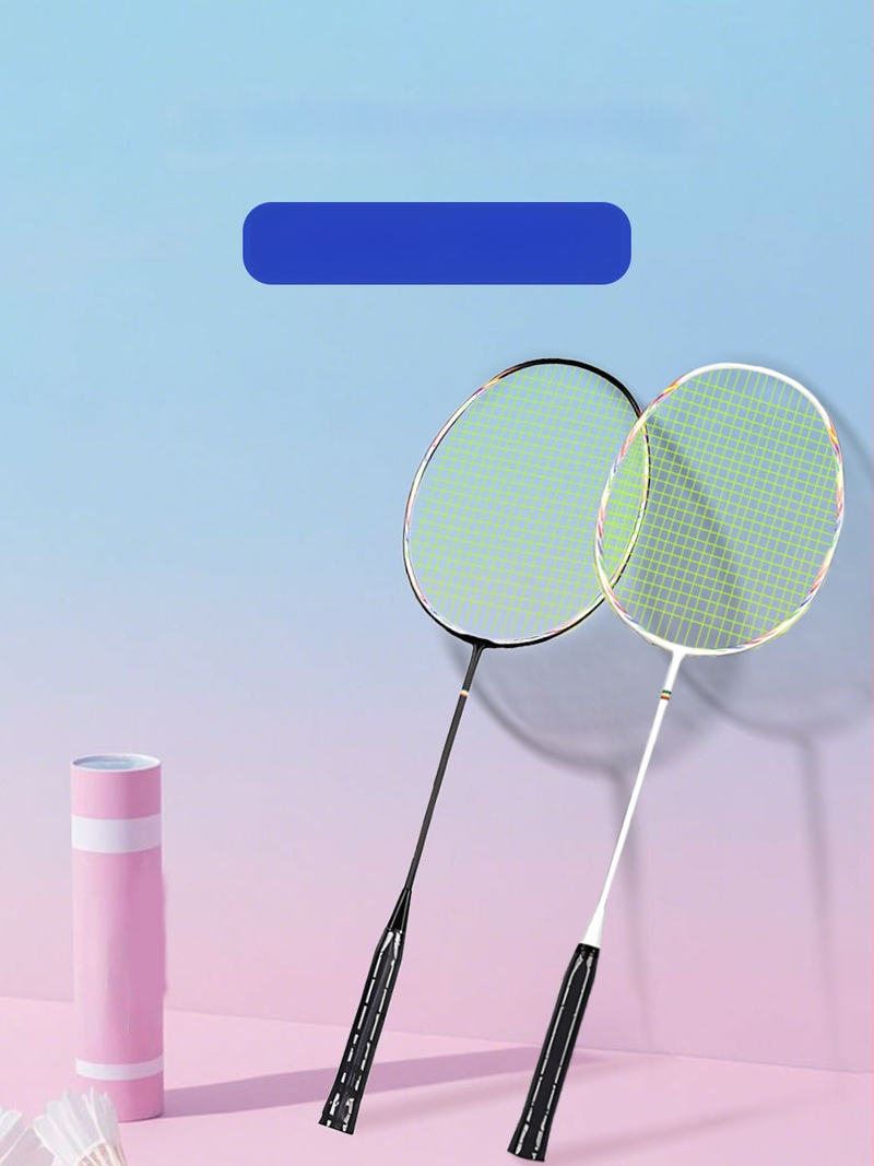 Badmintono raketės treniruočių komplektas pradedantiesiems – visiškai anglies pluošto, ultra lengvas, 80–84 g, 4U, rankenos storis G5, tiesus šūvis