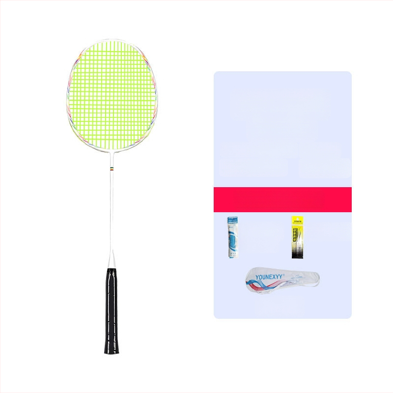 Badmintono raketės treniruočių komplektas pradedantiesiems – visiškai anglies pluošto, ultra lengvas, 80–84 g, 4U, rankenos storis G5, tiesus šūvis