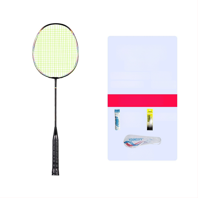 Badmintono raketės treniruočių komplektas pradedantiesiems – visiškai anglies pluošto, ultra lengvas, 80–84 g, 4U, rankenos storis G5, tiesus šūvis