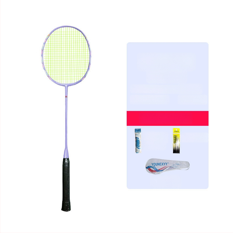 Badmintono raketės treniruočių komplektas pradedantiesiems – visiškai anglies pluošto, ultra lengvas, 80–84 g, 4U, rankenos storis G5, tiesus šūvis