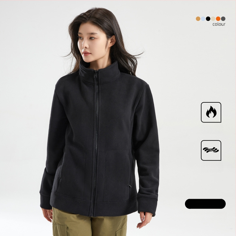 Unisex poliar fleecinė striukė su aukšta apykakle, dvipusis dizainas, sustiprinta šiluma, lauko veikloms