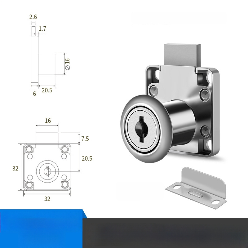 Kontorilaua sahtlilukk, tsingisulam, CTS mudel, mõeldud sahtlitele, kaasaegne minimalistlik stiil