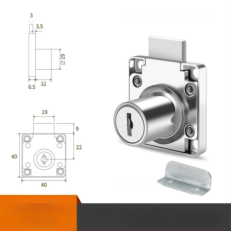 Kontorilaua sahtlilukk, tsingisulam, CTS mudel, mõeldud sahtlitele, kaasaegne minimalistlik stiil