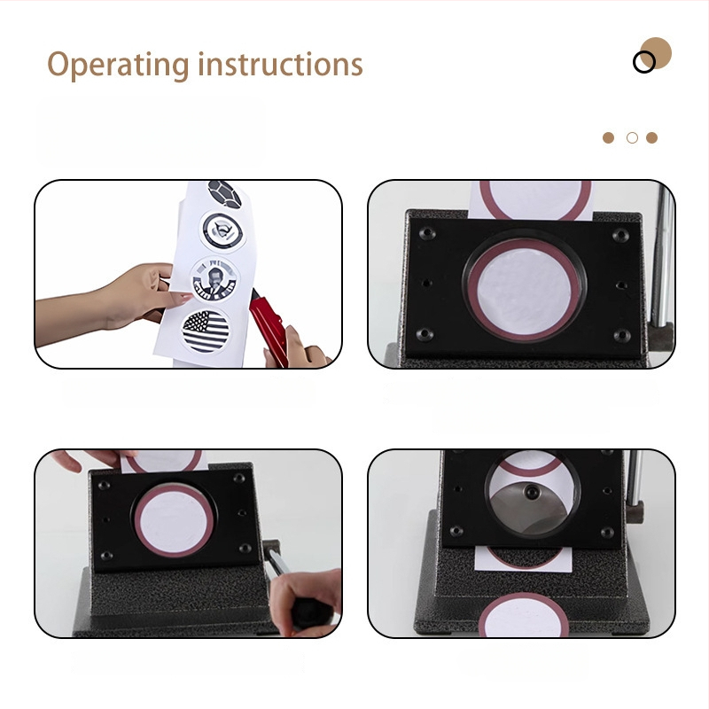 Embleemi lõikamismasin – lauakasutatav metallist lõikur embleemide valmistamiseks, ümmargune paberi lõikur, kaardilõikur