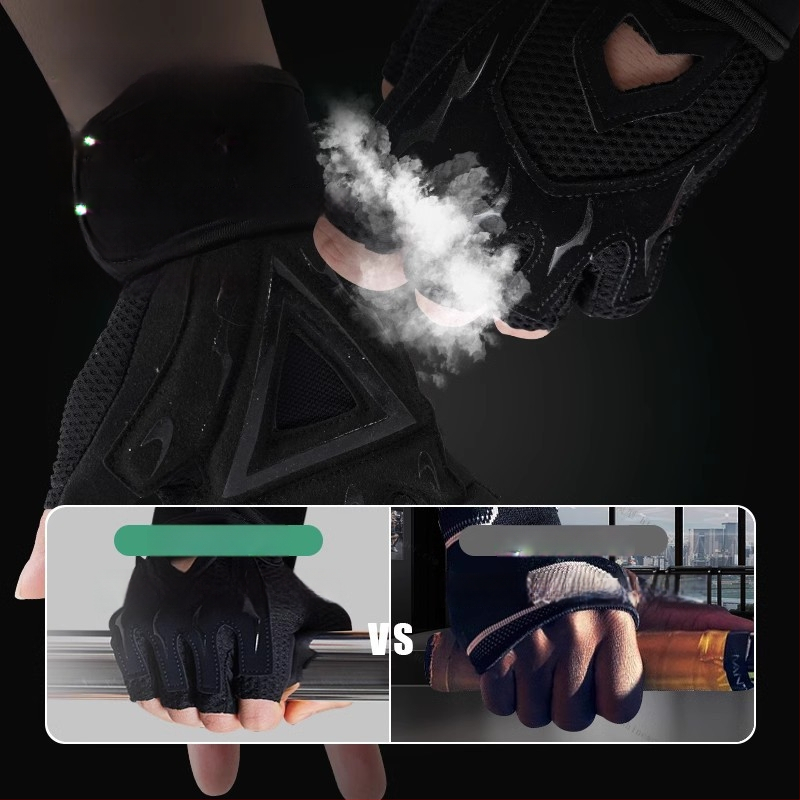 Fitneso pirštinės vyrams ir moterims, neslystantis delno apsauga, dalinai pirštų treniruočių pirštinės, tinkamos Deadlift ir bench press (Prekės ženklas Endurance; Medžiagos: 55% nailonas, 15% spandeksas, 8% Lycra, 8% poliuretanas, 14% poliesteris; Kategor