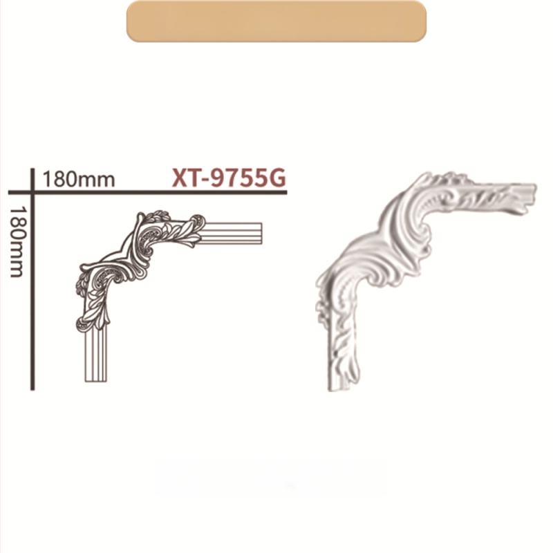 PU prancūziško stilių kampinis dekoratyvinis juostelė gyvenamajam kambariui ir TV sienos rėmui (Modelis 9721, reljefinė tekstūra)