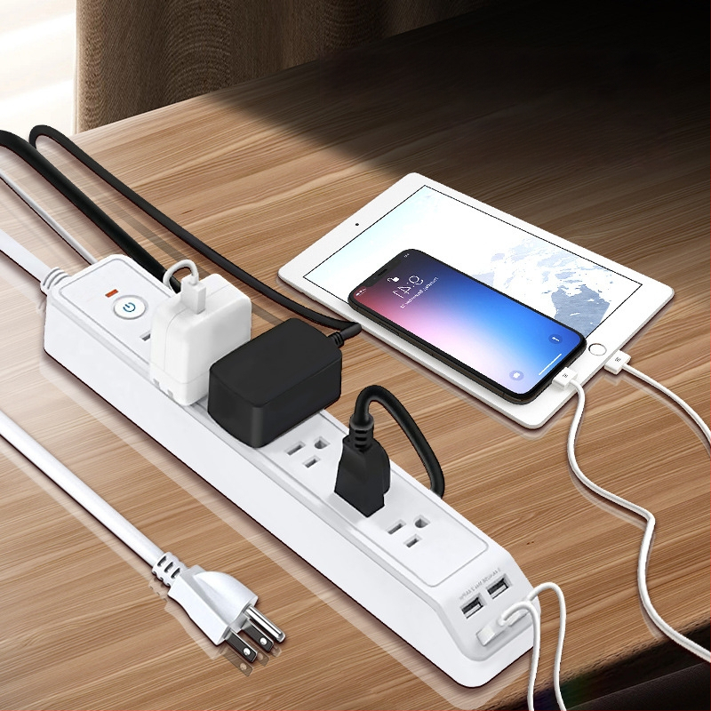 Šešių lizdų maitinimo juosta su USB įkrovimo jungtimi, apsauga nuo perkrovos, liepsnai atsparus ABS korpusas, CE sertifikatas