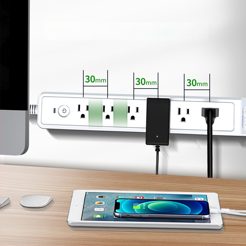 Šešių lizdų maitinimo juosta su USB įkrovimo jungtimi, apsauga nuo perkrovos, liepsnai atsparus ABS korpusas, CE sertifikatas