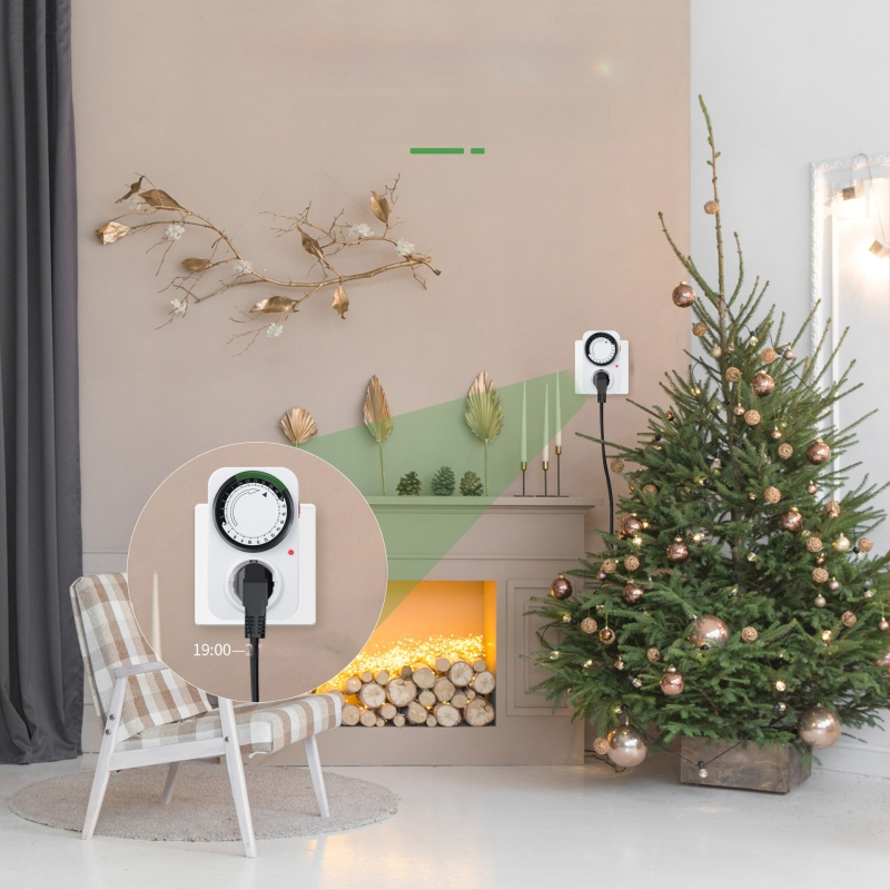 Fan qin 24H mechaninis laikmatis kištukui su apsauga nuo perkrovos ir automatinį maitinimo išjungimą (CE)