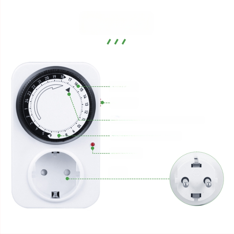 Fan qin 24H mechaninis laikmatis kištukui su apsauga nuo perkrovos ir automatinį maitinimo išjungimą (CE)