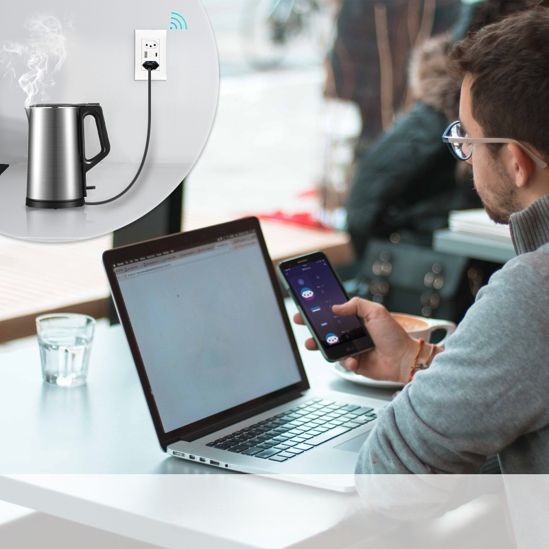 WiFi išmanioji sieninė lizdė su Brazilijos standartu, USB-C ir USB 5V2A