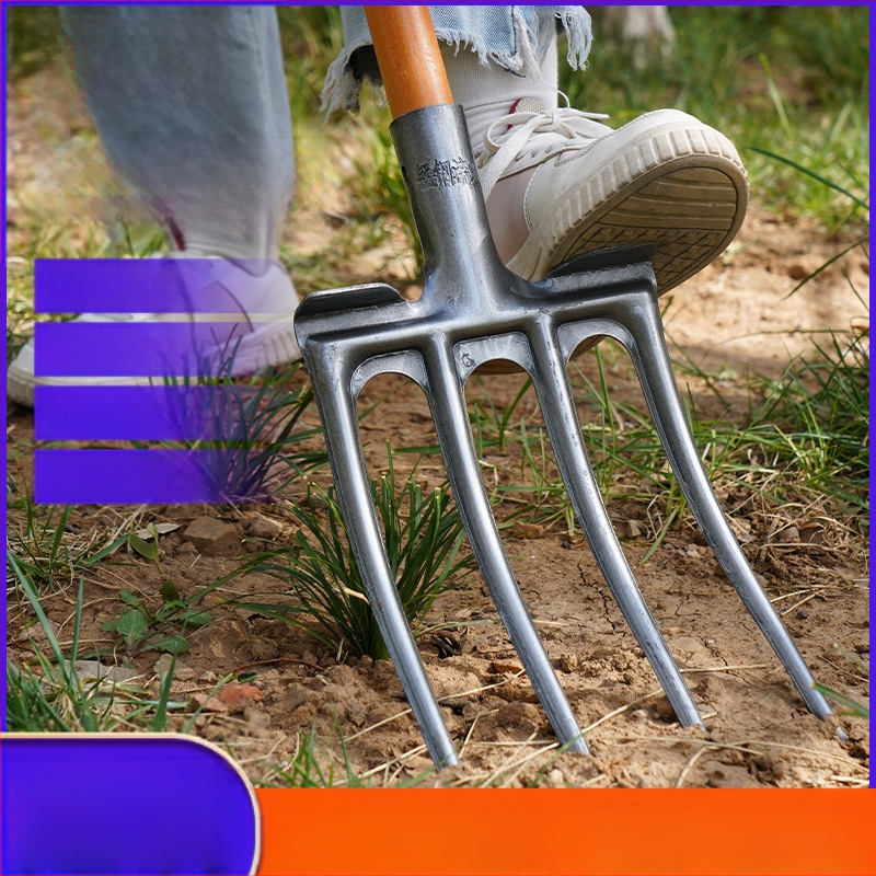 Dirvos purenkimo šakutė su keturiais dantimis, mangano plienas