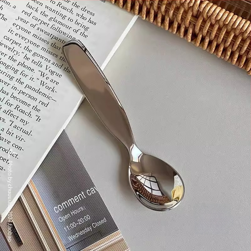 Vaikų šakutės ir šaukšto rinkinys, 304 nerūdijančio plieno, maisto kokybės, platus rankenos, veidrodinis poliravimas