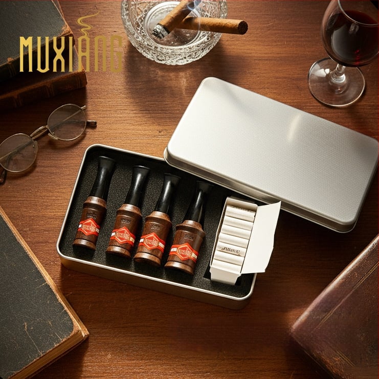 Дървен комплект за устни на пури с филтър, диапазон 38–58 пръстени, персонализируем, код на продукта 2501HT38-58FDLH