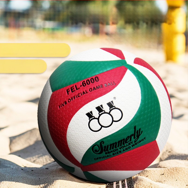Threehuan PU vidaus treniruočių volejbolis — klijuotos siūlės, standarto Nr.5, dizainas su trim žiedais