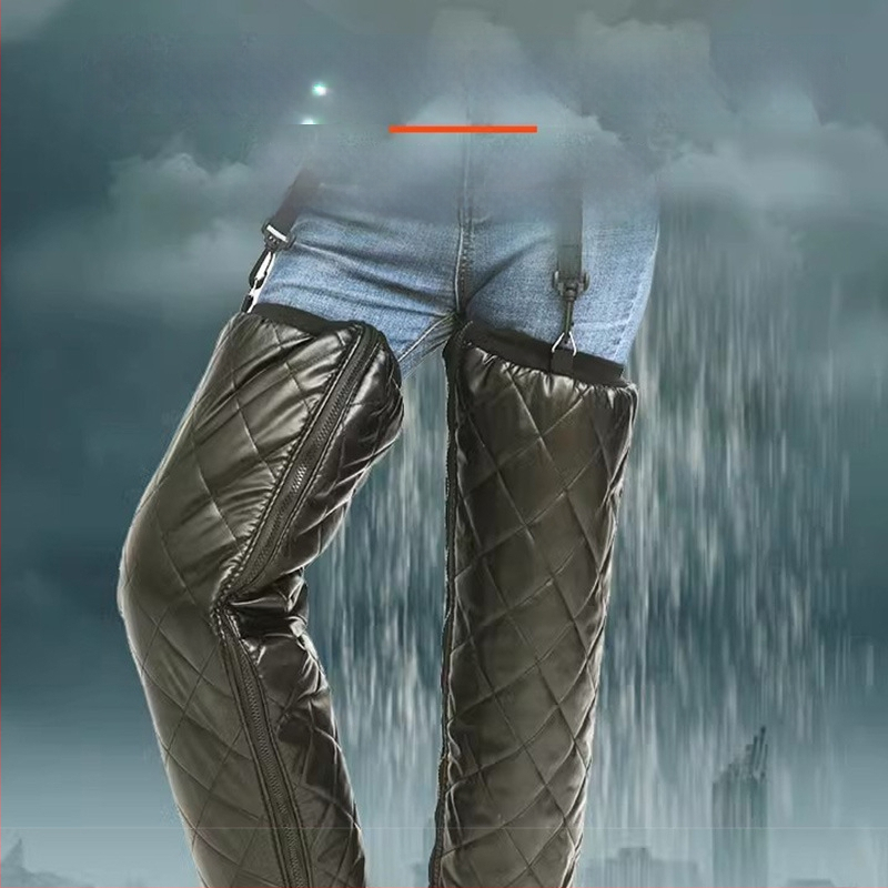 Elektriniams motociklams skirti kelio ir čiurnos šiluminiai įklotai – ruduo–žiema, vėjo apsauga keliams ir kojoms, unisex