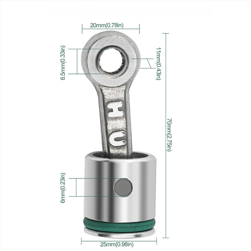 Pistono sujungimo komplektas 26 tipo elektriniam gręžtuvui, aliuminis, įskaičiuotas odinis žiedas ir smeigės surinkimas