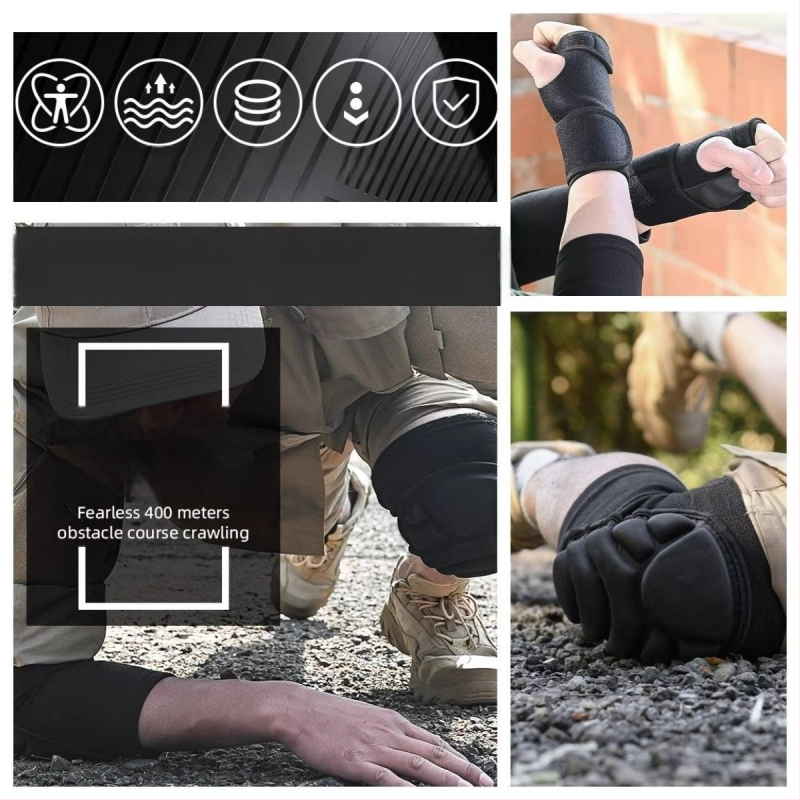 Täiskasvanute põlvesuojad komplekt – paksem treening komplekt taktikaliseks roomamiseks, polüester, 1 kg, matkamine