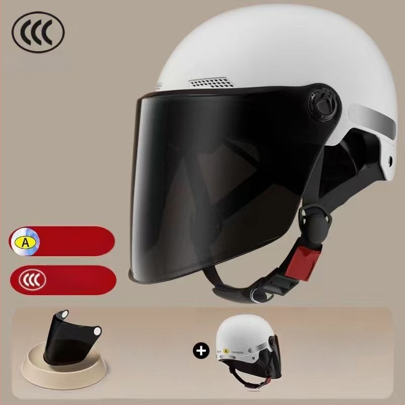 Elektrinio motociklo pusšalmas su saulės apsauga, unisex suaugusiems, retro vasaros dizainas, visoms sezonoms, ABS medžiaga, 3C sertifikatas