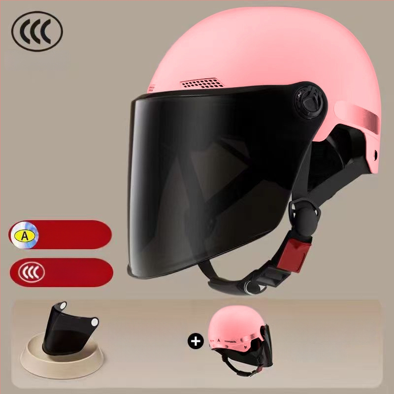 Elektrinio motociklo pusšalmas su saulės apsauga, unisex suaugusiems, retro vasaros dizainas, visoms sezonoms, ABS medžiaga, 3C sertifikatas