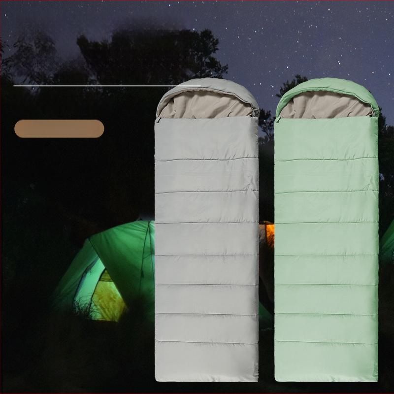 Išorinis kemperių miegas maišas aplanko stiliuje, keturių sezonų šiluma; užpildas: be klijų medvilnė; įdaila ir audinys: Chunya Spinning; konstrukcija: aplankas; tinkamas suaugusiems